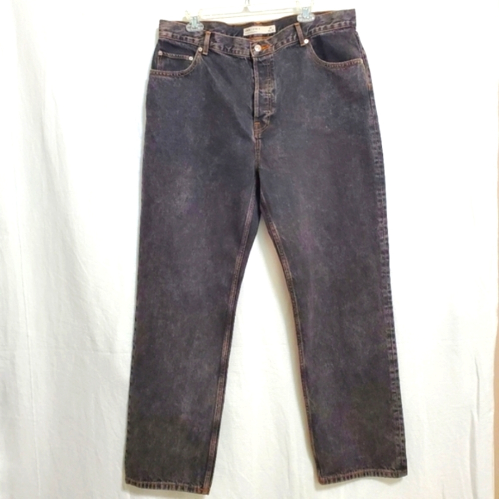 ASOS Button Fly Relaxed Fit Jeans Washed Brown 36 Waist
